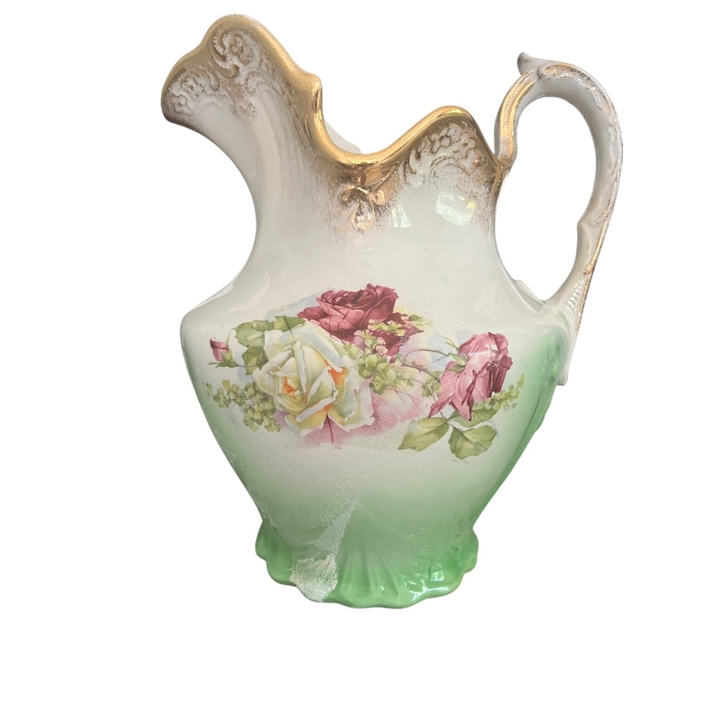 Vintage Alba China Bona Fama Mellor Zona Aurea Decorative Pitcher Large
